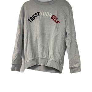 Men’s Medium Budle Gray Sweatshirt TrustYourself Graphic & Navy Zara Sweater